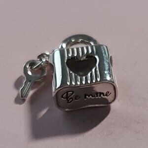 Auth. Pandora *Retired* Sterling Silver Padlock & Key w/ Black Enamel 790095C01